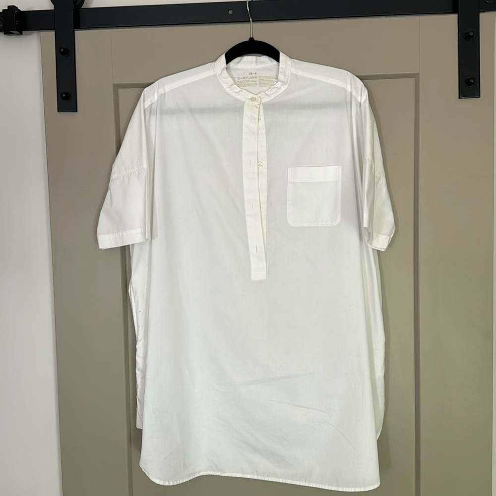 Muji XS-S oversized white poplin shirt and can be a dress if wanted